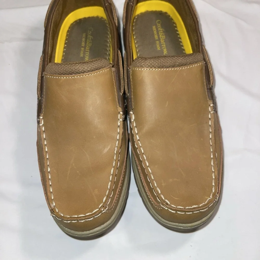 Croft & Barrow Coffee Roast Leather Boat Shoes Moccasins Size 11 Acadamia Men's‎